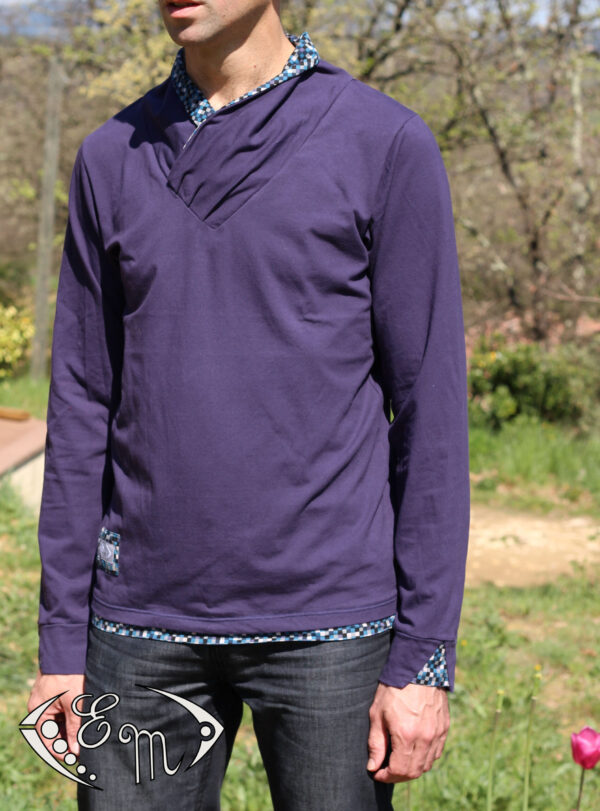 aconit sous pull col plis jersey patron homme couture