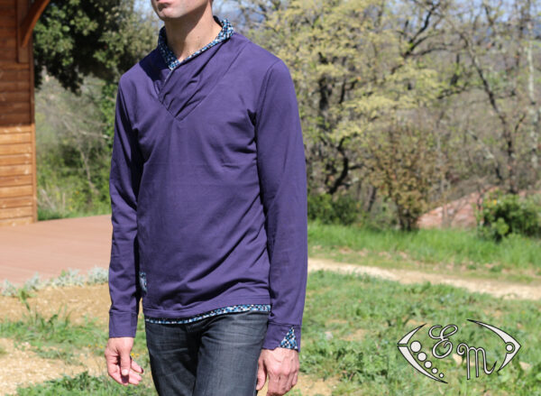 aconit sous pull col plis jersey patron homme couture