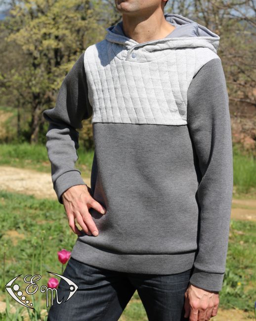 aconit patron homme etoffe malicieuse couture sous pull sweat jersey moleton col marin capuche plis