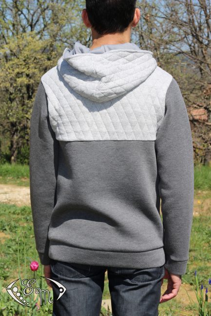 aconit patron homme etoffe malicieuse couture sous pull sweat jersey moleton col marin capuche plis
